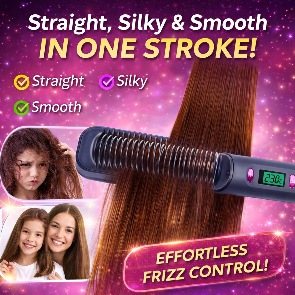 Electric Straightening Comb with Negative Ion Technology – Smooth, Silky & Frizz-Free Hair